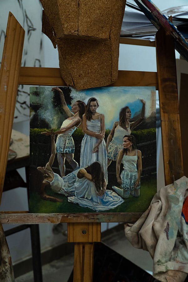 Pintura realizada al óleo que forma parte de la instalación Inacabado de Nazareno Di Biasse.